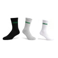 Denaro crew socks three pack in black, grey and white
